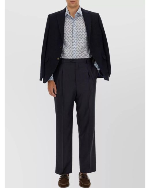 Etro Blue Cashmere Single-Breasted Blazer for men