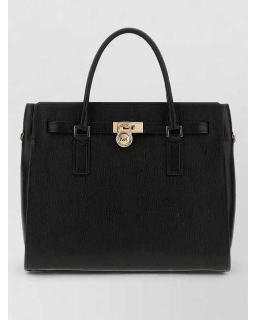 Michael Kors Black Hamilton Moderne Leather Tote Bag Top Handles