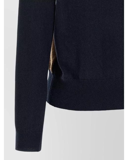 Ballantyne Blue Cashmere Argyle V-Neck Jumper