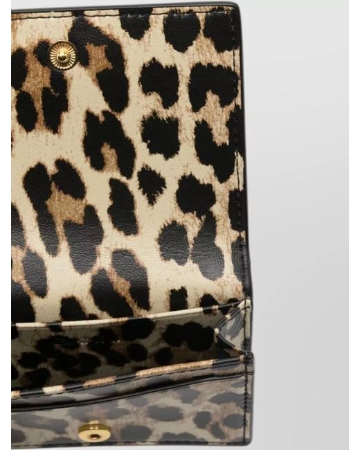 Ganni Multicolor Leopard Animal Pattern Compact Leather Wallet