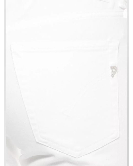 Dondup White Flared Cotton Jeans Straight Leg Design
