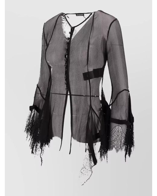 Ann Demeulemeester Black Silk Fitted Shirt