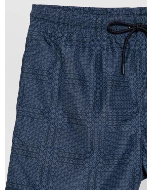 Gucci Blue Logo-Print Swim Shorts for men