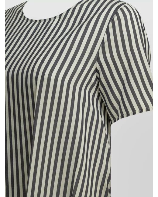 Apuntob Multicolor Short Sleeve Relaxed Striped Keyhole Dress