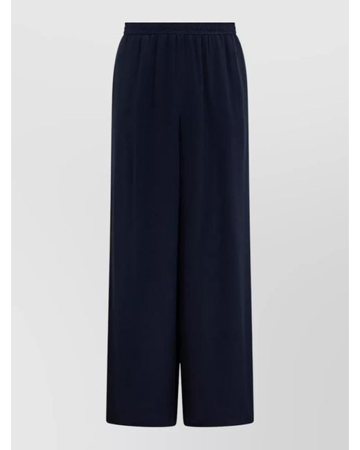 Max Mara Blue Silk Lounge Pants Drawstring Waist Wide Leg