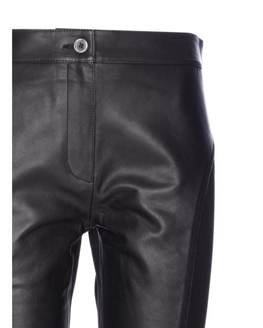 Pinko Gray Leather Slim-Fit Trousers
