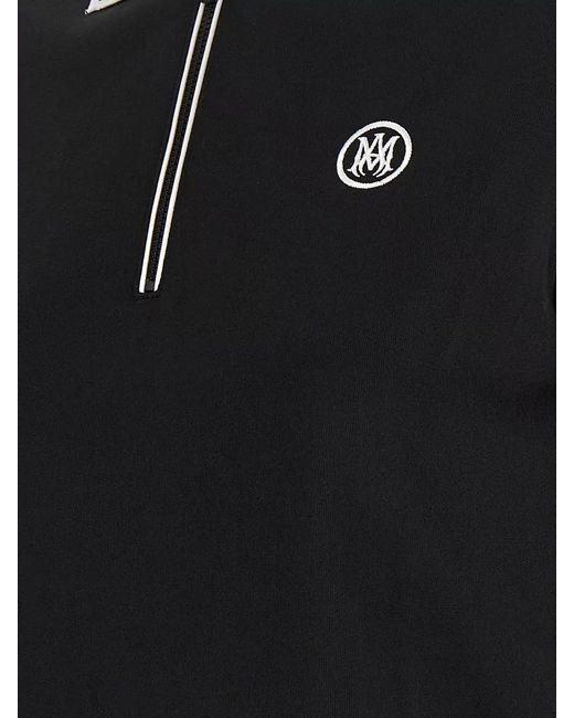 Amiri Black Short-Sleeve Zip Polo Top
