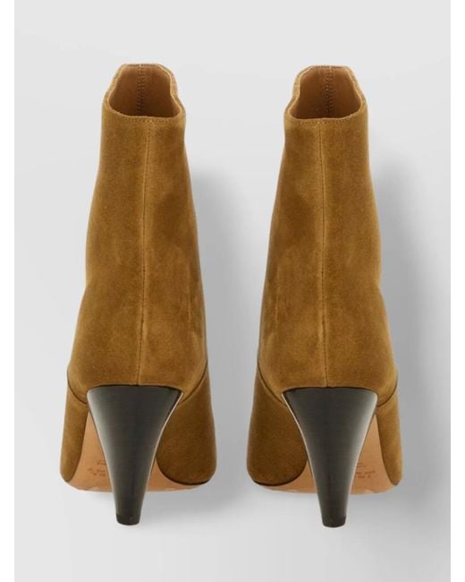Isabel Marant Brown "Loline" Suede Cone Heel Ankle Boots