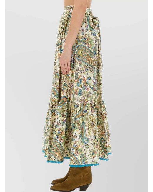 Etro Green Cotton Maxi Skirt