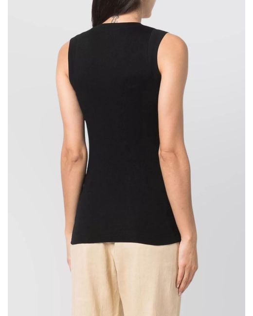 Brunello Cucinelli Black Cotton V-Neck Sleeveless Tank Top