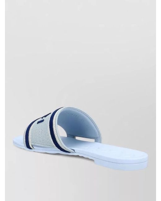 Gucci Blue Logo Slide Sandal Open Toe Flat Sole