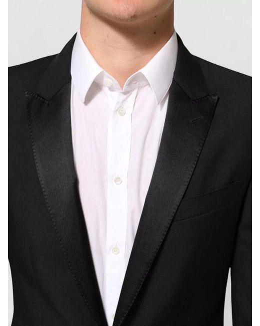 Dolce & Gabbana Black Silk Blend Single-Breasted Suit Jacket for men