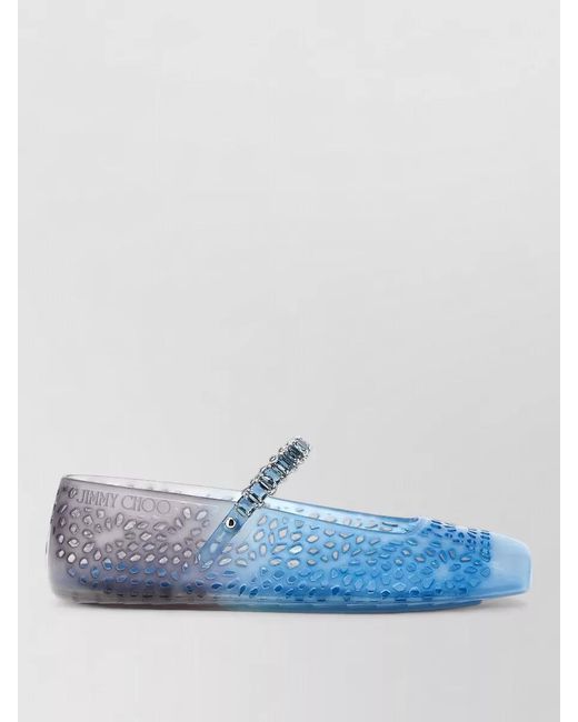 Jimmy Choo Blue Jelly Ballerina Flats Round Toe Strap