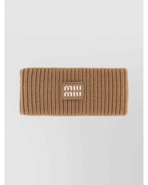 Miu Miu Natural Ribbed Texture Wool Blend Hairband