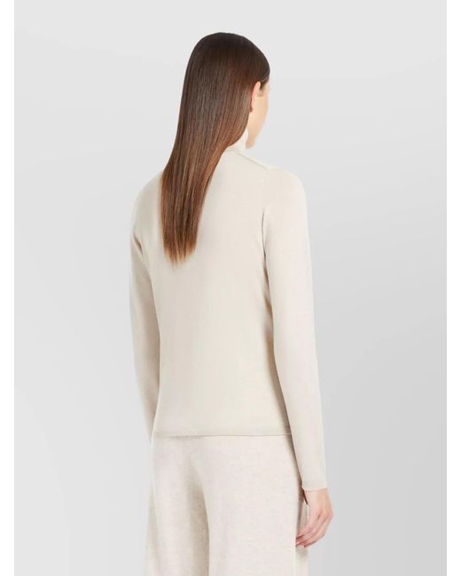 Max Mara White Cashmere Fine-Knit Turtleneck Sweater