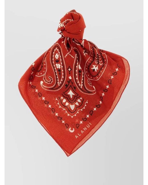 Alanui Red Paisley Bandana Lightweight Fabric Patterned Square