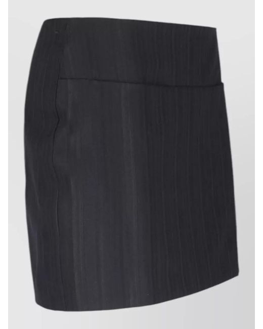 Dondup Black Midi Skirt High Waist Fitted Striped