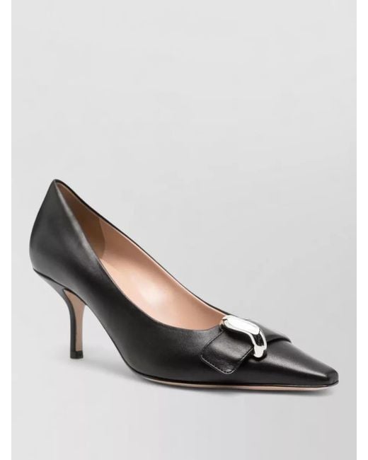 Emporio Armani Black Leather Pumps Kitten Heel Pointed Toe