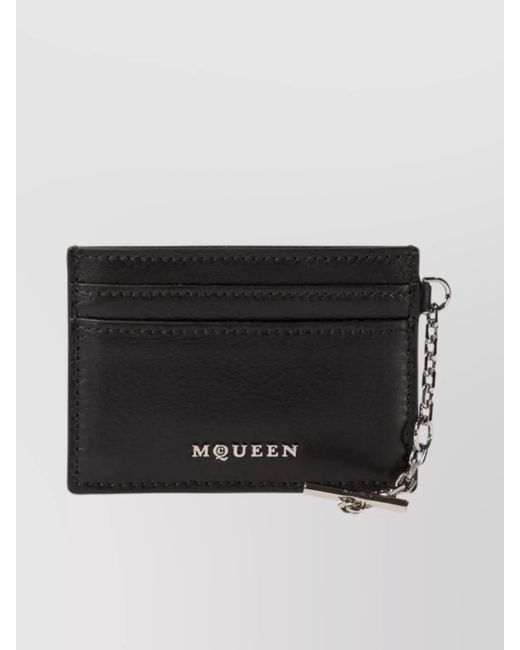 McQueen Black Leather Card Holder