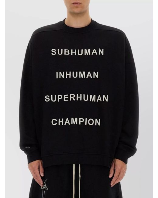 Rick Owens Black Cotton Jumbo Sweatshirt for men