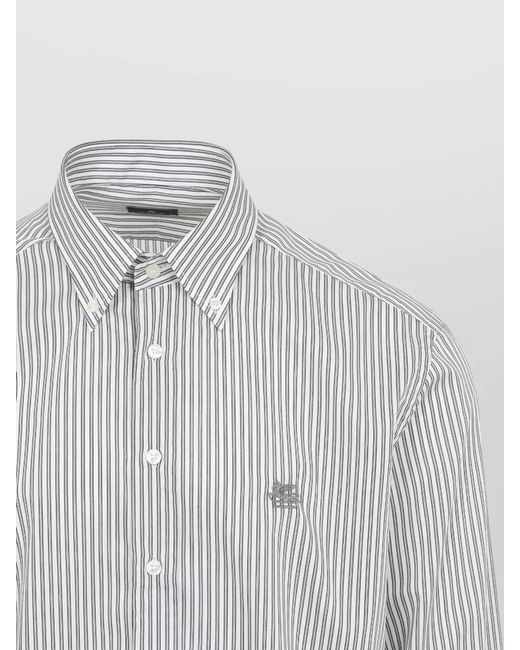 Etro White Roma Logo Shirt Long Sleeve Stripe for men