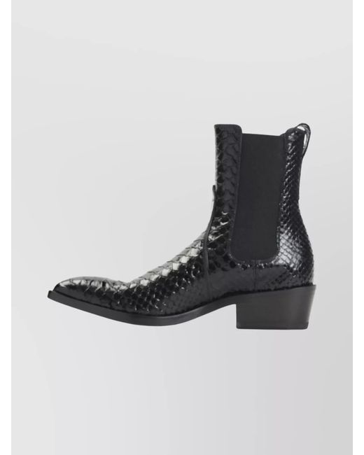 Tom Ford Black Snake-Effect Leather Ankle Boots