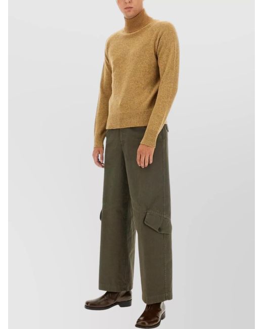 Dries Van Noten Green Cotton Regular-Fit Wide-Leg Trousers for men