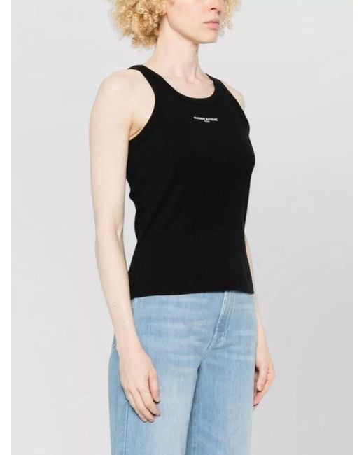 Maison Kitsuné Blue Logo Cotton Tank Top Sleeveless Ribbed