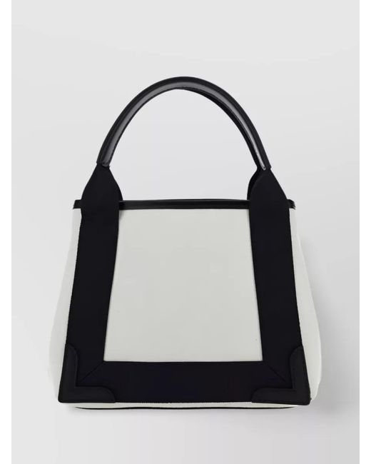 Balenciaga White Cabas Xs Canvas And Leather Tote Bag