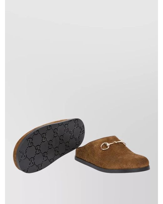 Gucci Brown Mule Flat Sole Tone Hardware