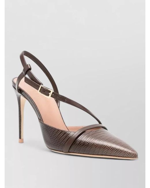 Malone Souliers Pink Valeria Pointed Slingback Pump Textured Pattern