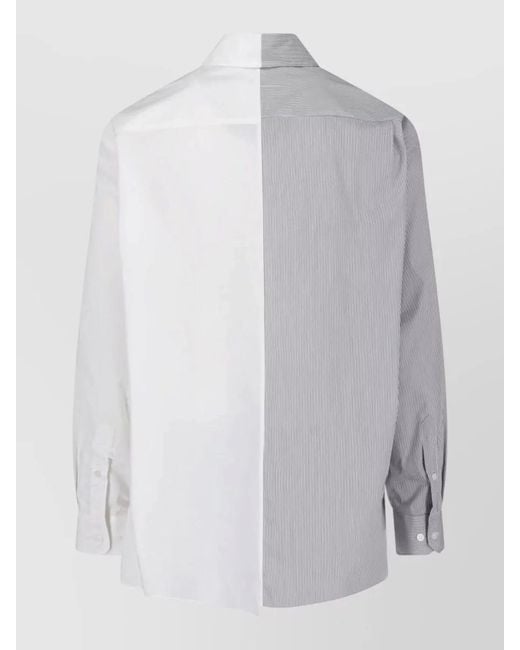 MM6 by Maison Margiela White Regular Fit Shirt Striped Graphic Panel Design for men