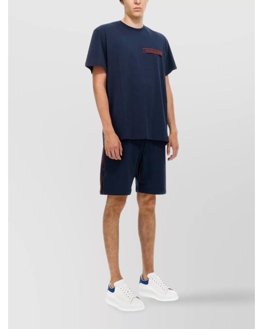 McQueen Blue Cotton Chino Shorts for men