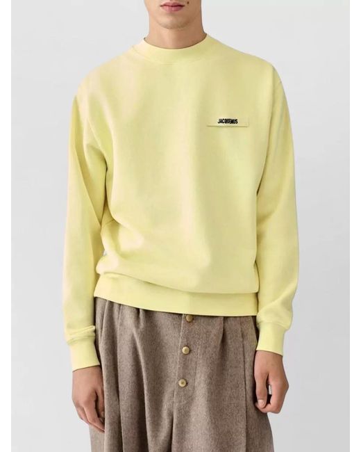 Jacquemus Yellow Gros Grain Crew Neck Long Sleeve Sweatshirt for men