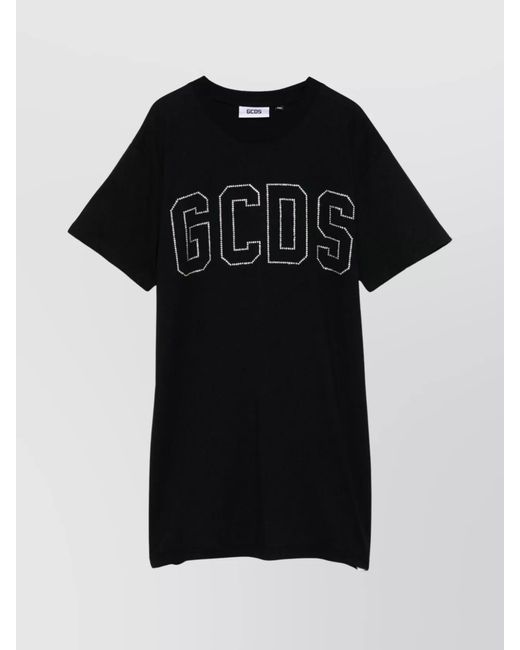 Gcds Black Logo Embellished Cotton Jersey T-Shirt