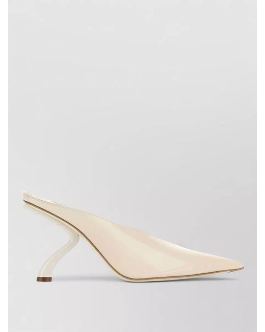 Ferragamo Natural Leather Itaca Mules Pointed Toe Heel