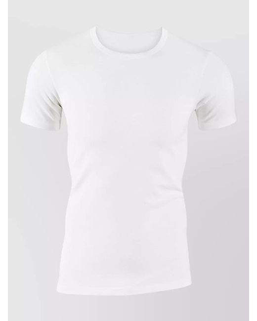 Calida White Slim Fit Crew Neck Short Sleeve Top for men