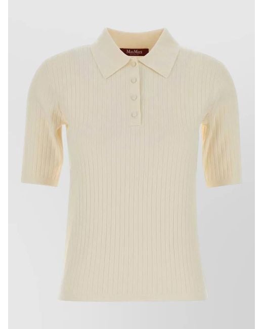 MM STUDIO Natural Viscose Blend Oscuri Polo Shirt Ribbed