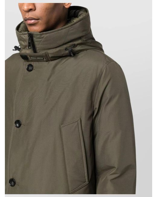 Woolrich Green Logo Parka Adjustable Drawstring for men