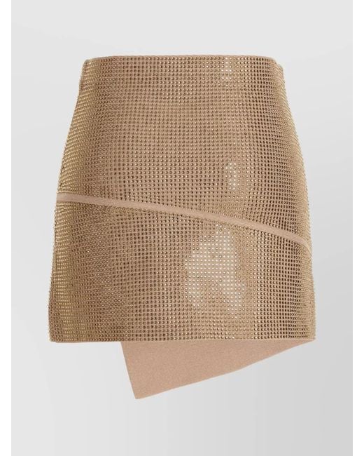 ANDREADAMO Natural Sequin Knit Asymmetric Skirt