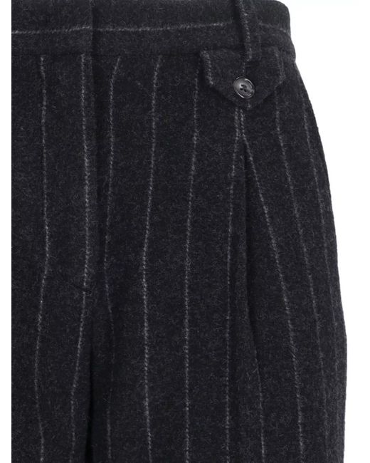 THE GARMENT Blue Tailored Straight Pants Belt Loops Back Pocket Pinstripes