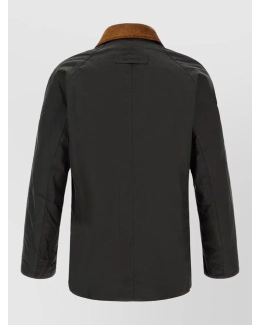 Barbour Black Ashby Icons Water Resistant Jacket Corduroy Collar for men