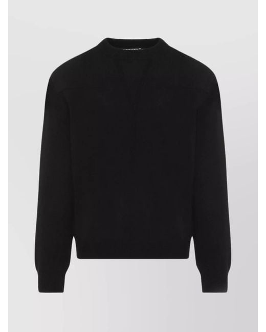 Jil Sander Black Ribbed Crew Neck Wool Jumper for men