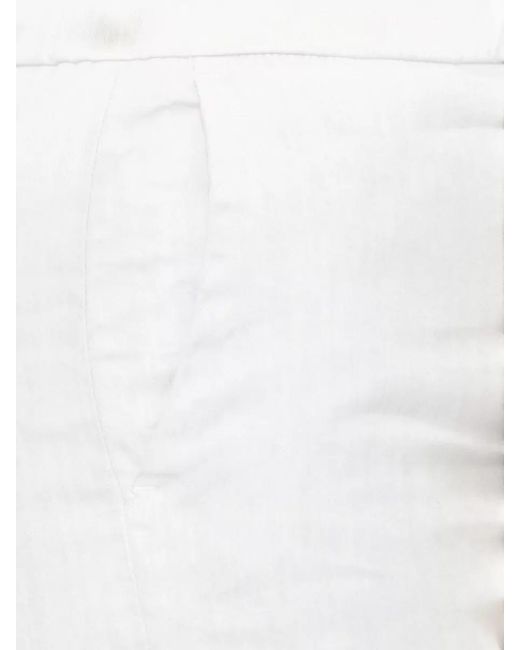 Panicale White Linen Blend Pants Drawstring Waist