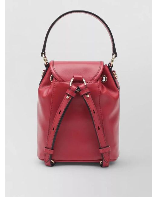 Miu Miu Red Backpack Adjustable Straps Buckle Detail Top Handle
