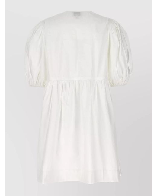 Ganni White Organic Cotton Short-Sleeve Mini Dress