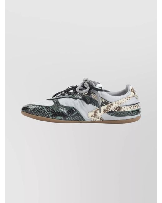 Miu Miu Gray Low-Top Lace-Up Shoes Mixed Textures