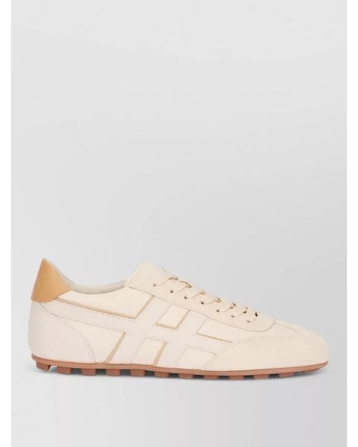 Hogan Natural Low Top Olympia Suede Leather Sneakers