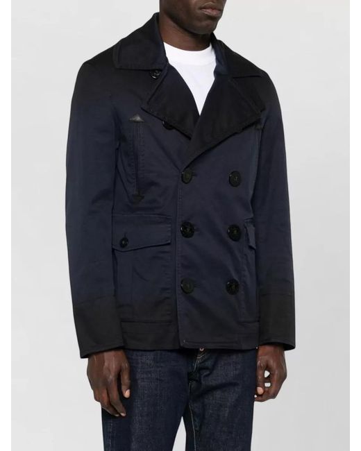 DSquared² Blue Double Breasted Jacket Chest Pockets for men