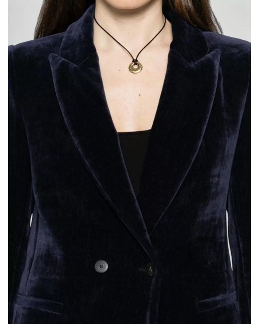 Forte_forte Blue Double Breasted Velvet Tailored Jacket
